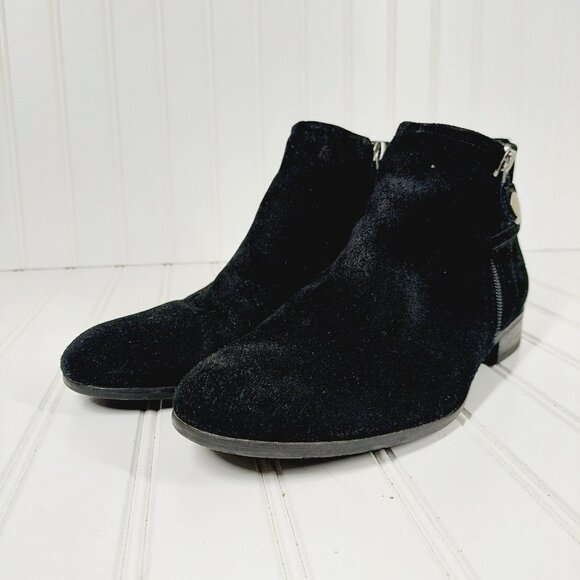 Franco Sarto L Rent Black Woman's Suede Leather Side Zip Ankle Boots I120 - Picture 2 of 12